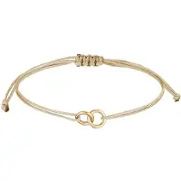 Elli - Armband - Dames cirkel geo minimaal met nylon bruin in 925 sterling zilver verguld - Dames