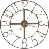 Clayre & Eef Wandklok, diameter 60 cm, bruin, ijzer