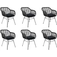 QUVIO Fauteuil tuinstoel jade met kussen staal pe rattan - set van