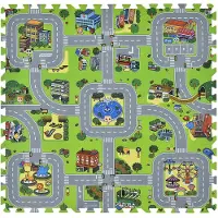 Juskys Kinderpuzzelmat - Jascha - 9-delig - Stad met straten design