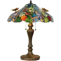 Clayre & Eef Tiffany tafellamp AUSTRALIA, multicolor, Woon-/ Eetkamer, Glas, Tiffany, tafellamp