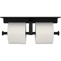 QUVIO Dubbele toiletrolhouder - Met legplank - Zwart