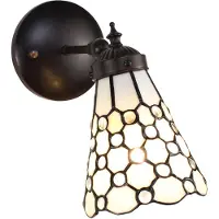 Clayre & Eef Wandlamp tiffany 17x12x23 cm bruin glas metaal rond muurlamp