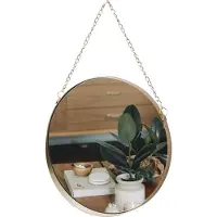 QUVIO Spiegel rond met ketting - Goud - Diameter 25,5 cm