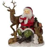 Clayre & Eef Beeld kerstman 18x13x19 cm bruin polyresin kerstdecoratie