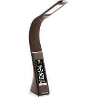 Avide LED Bureaulamp Dimbaar 6W - Met Kalender + Alarm + Klok + Thermometer Functie - Flexibele Nek - 350 lumen - Bruin