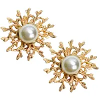 Charme Bijoux Clip oorbellen -extra groot -Synthetische-parel -goudkleurig- geen gaatje-