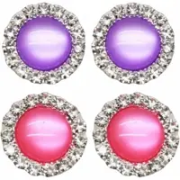 Charme Bijoux 2 Paar-Clip oorbellen-1.5 cm-Kunststof-Paars-midden roze
