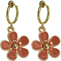 Charme Bijoux klem oorbellen -bloem -zalm-geen gaatje-