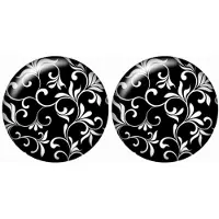 Charme Bijoux Clip oorbellen Barok zwart wit 14 mm