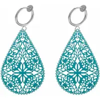 Charme Bijoux Klem oorbellen -Petrol- groen- Filigraan- geen gaatje-