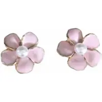 Charme Bijoux Clip oorbellen- Bloem -Roze- 1.5 cm- geen gaatje-