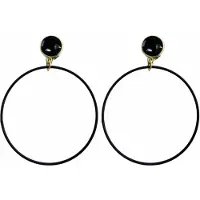 Charme Bijoux Clip oorbellen -zwart- goudkleurig -cirkel 4 cm- geen gaatje-