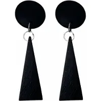 Charme Bijoux Clip oorbellen -hout -zwart -lang- zilverkleur- Saheli-geen gaatje-