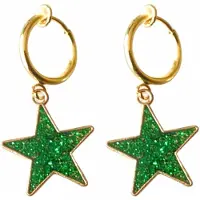 Charme Bijoux Klem oorbellen -groene -ster- goudkleurig