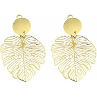 Charme Bijoux Clip oorbellen- goudkleurig- filigraan- blad- lang- geen gaatje-