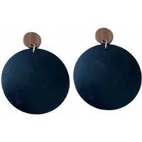 Charme Bijoux Clip oorbellen- hout -zwart- bruin -6 cm- geen gaatje- lang-