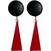 Charme Bijoux Clip oorbellen- zwart- leder- rood -hout -Saheli-geen gaatje-