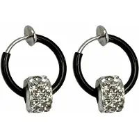 Charme Bijoux Klem oorbellen-Zwart-Strass-Oorringen-geen gaatje-