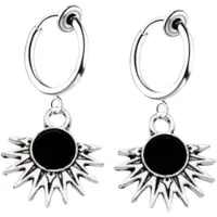 Charme Bijoux Klem oorbellen -zwart -waaier -zilverkleur-geen gaatje-