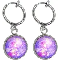 Charme Bijoux Klem oorbellen- paars/ roze -Cleo -zilverkleur-geen gaatje-