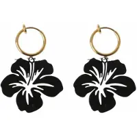 Charme Bijoux Klem oorbellen- Zwart- pioenroos- Goudkeurig-geen gaatje-