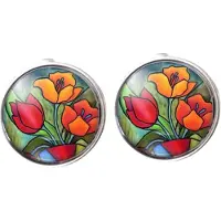 Charme Bijoux Clip oorbellen- Tulp- zilverrand -22 mm- geen gaatje-