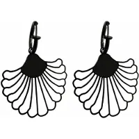 Charme Bijoux Klem oorbellen- Waaier- zwart-geen gaatje-