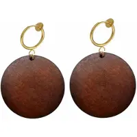 Charme Bijoux Klem oorbellen- Tordis- Bruin- hout- goudkleurig-geen gaatje-