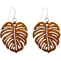Charme Bijoux Allergievrij lang oorbellen-Hout-Boomblad-Roestbruin-