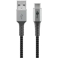 Goobay USB-C naar USB-A kabel - USB2.0 - tot 3A / nylon - 1 meter