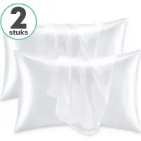 Loti Living Satijnen Kussenslopen - 2 Stuks - Wit - Zijdezacht & Anti-Pluis - Kussensloop - Voor Glanzend Haar & Stralende Huid - 60x70 cm