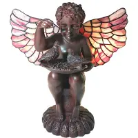 Clayre & Eef Tiffany tafellamp 5LL-6049, bruin / roest, Woon-/ Eetkamer, Kunststof, Tiffany, tafellamp