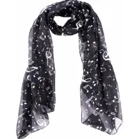Charme Bijoux Shawl- Muzieknoten- Zwart- Polyester -