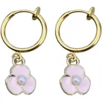 Charme Bijoux Klem oorbellen -Carola- bloem- roze -Synthetische pareltje -goudkleurig-geen gaatje-