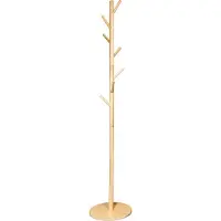 QUVIO Staande kapstok hout - 175 cm hoog - 8 ophanghaken - Lichtbruin