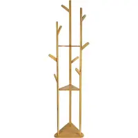 QUVIO Staande kapstok - Met 3 Legplanken - 9 haken - Hout