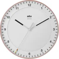 Braun klassieke draadloze wandklok in roze/wit / nauwkeurig uurwerk / secondewijzer met zwevend effect (zonder tikgeluid) / gehard glas / 30 cm