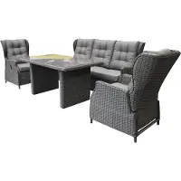 AVH-Collectie Ibiza premium stoel bank dining loungeset verstelbaar 4 delig antraciet