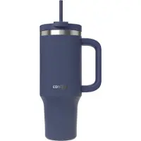 CONTIGO Tumbler Streeterville 1,2 liter met handvat | Roestvrijstalen vacuüm geïsoleerde waterfles met rietje en deksel | Koud voor 29 uur | Reisbeker | Thermosfles | BPA-vrij | Indigo