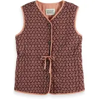 Scotch & Soda Block Print Gilet Geo Flower Bordeaux Maat: XL | Gilets Outlet | Dames | Bordeaux