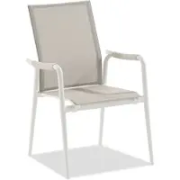 Niehoff Costa hoge rugleuning aluminium/textileen ivoor/taupe stapelbaar 4 stuks