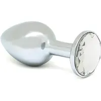 Rimba XS - transparante steentjes, metalen buttplug (zilver)
