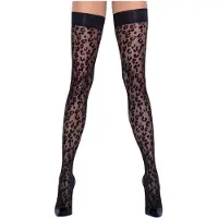 Cottelli Legwear - hold-up kousen - panterprint - zwart