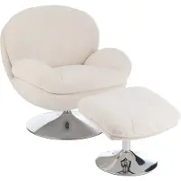 J-Line relax zetel+ voetbank metaal/multiplex creme/zilver 88.5x83.5x83.5cm