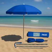 Pincho - 4 Delige Blauwe Parasol 180 cm - Met Draagzak - Knik & Kantelbaar - 98 % UV Bescherming - Compact +/- 75 cm - Ideaal met de Fiets - Motor - Camper - Caravan