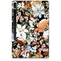 B2Ctelecom Siliconen Hoesje voor Samsung Galaxy Tab S7 Plus | S8 Plus Dark Flowers