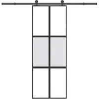 vidaXL Schuifdeur met beslag 76x205 cm gehard glas en aluminium