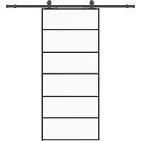 vidaXL Schuifdeur met beslag, zwart, 90x205 cm, veiligheidsglas
