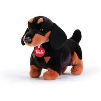 Trudi - Classic Knuffel Hond Teckel Leo 25 cm - Handgemaakt in Italie - Hoge kwaliteit pluche knuffel - Knuffeldier voor jongens en meisjes - Zwart Bruin - 11x19x25 cm maat S